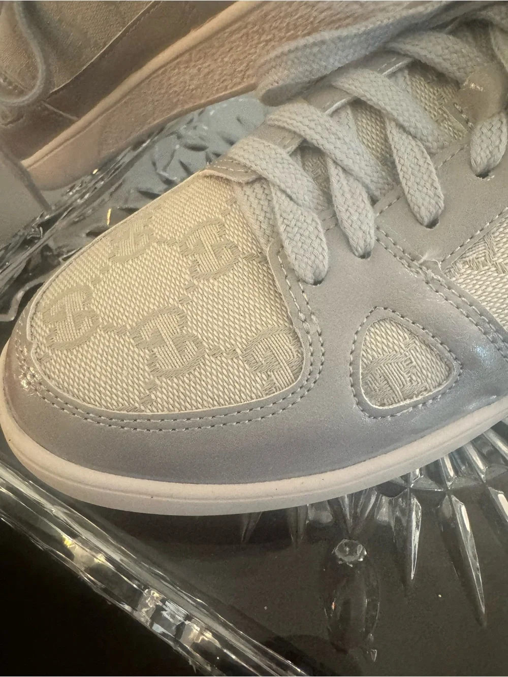 Women's Light Gray Lace-Up Fashion Sneakers